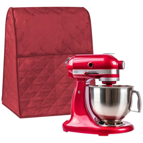 Stand Mixer Dust Proof Cover Stain Resistant Blender Cover with Pocket for Kitchen Appliance Accessories,Water-resistant and Easy Cleaning (Red)