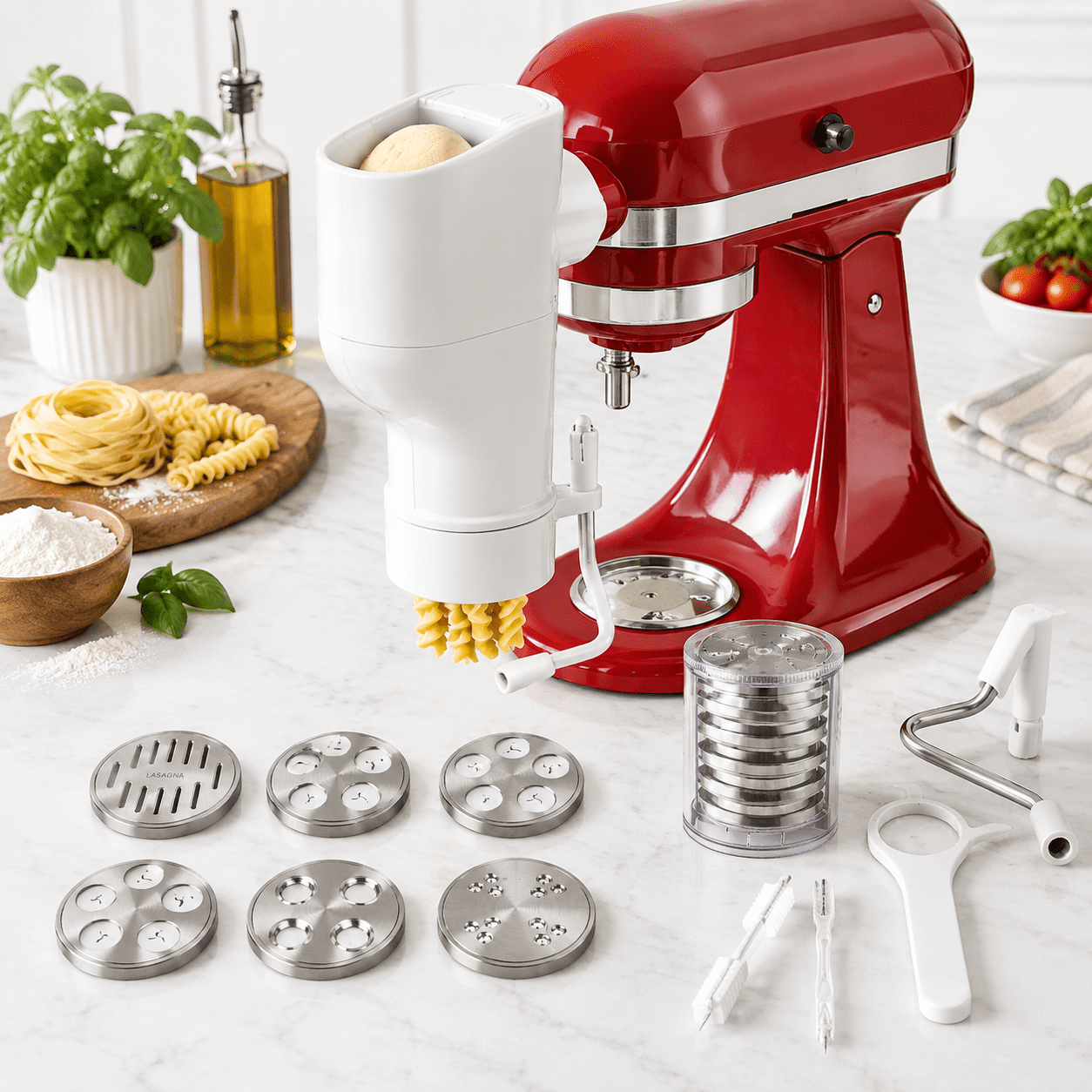 Stand Mixer Pasta Press Attachment with 7 Interchangeable Plates, 56.97 ...