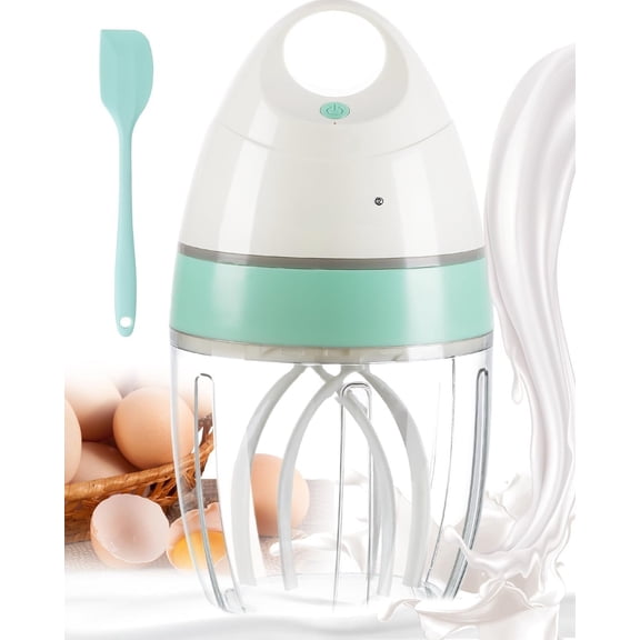 Stand Mixer,Small Kitchen Electric Mixer, Portable Milk Frother, Rechargeable Household Mixer Beater for Shampoo and Whipper, -Click , White