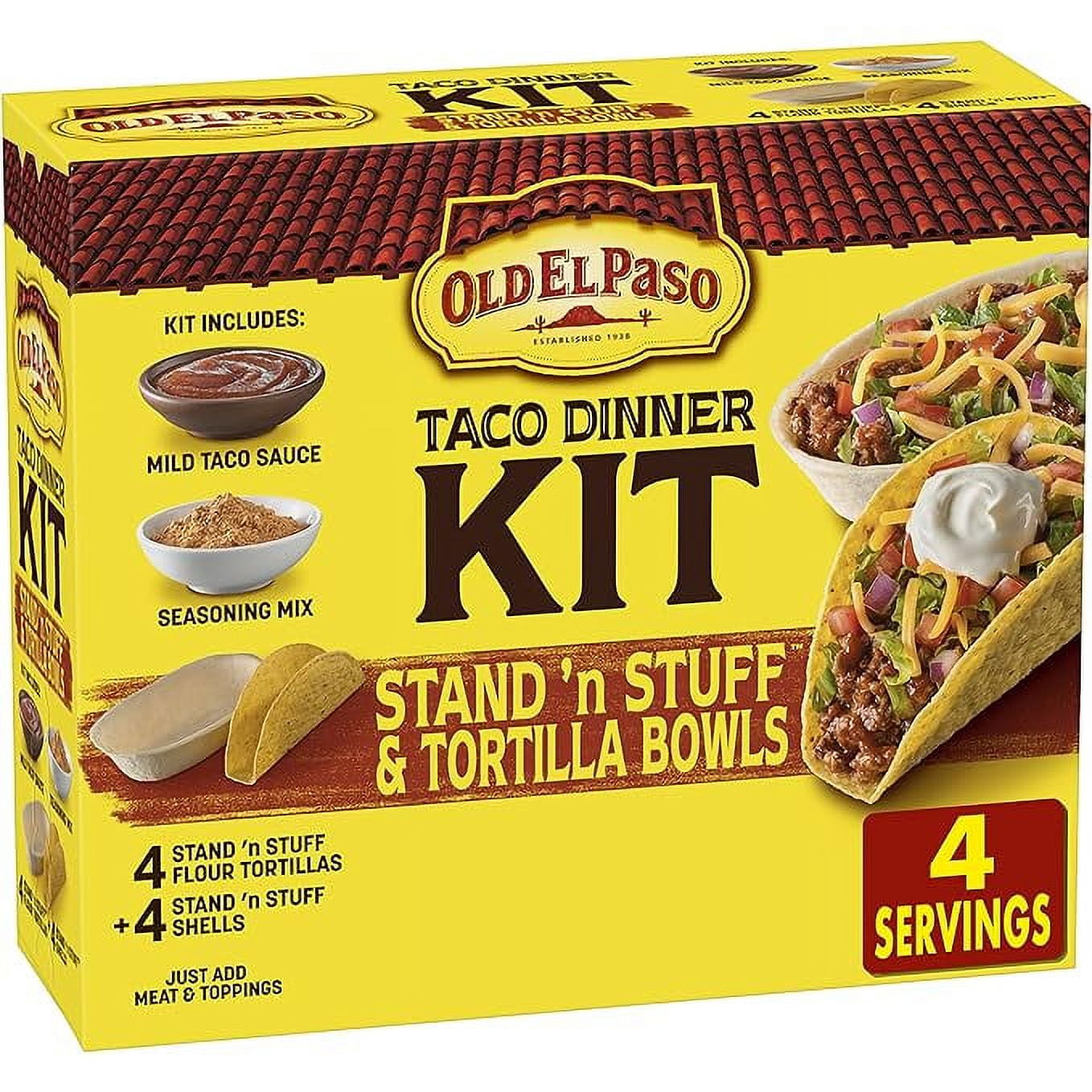 Stand 'N Stuff Shells and Tortilla Bowls, Hard &amp; Soft Taco Dinner Kit, 9.4 oz