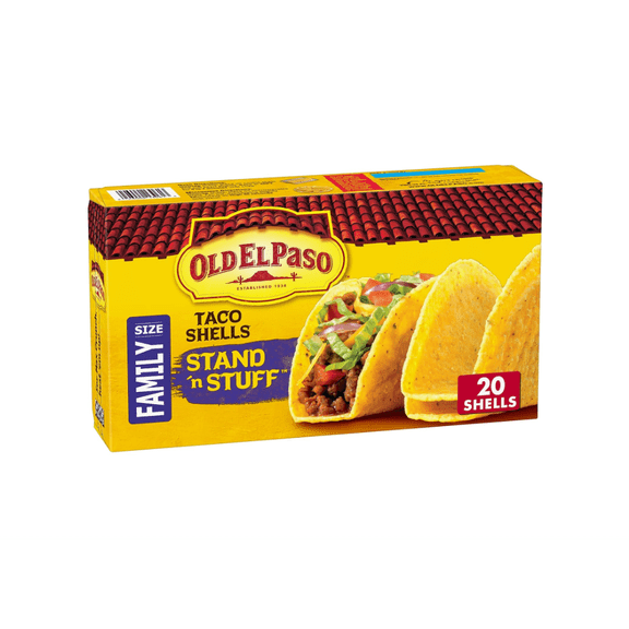 Stand 'N Stuff Taco Shells, Gluten Free, Meal Prep, Family Size, 20 Ct, 9.4 oz
