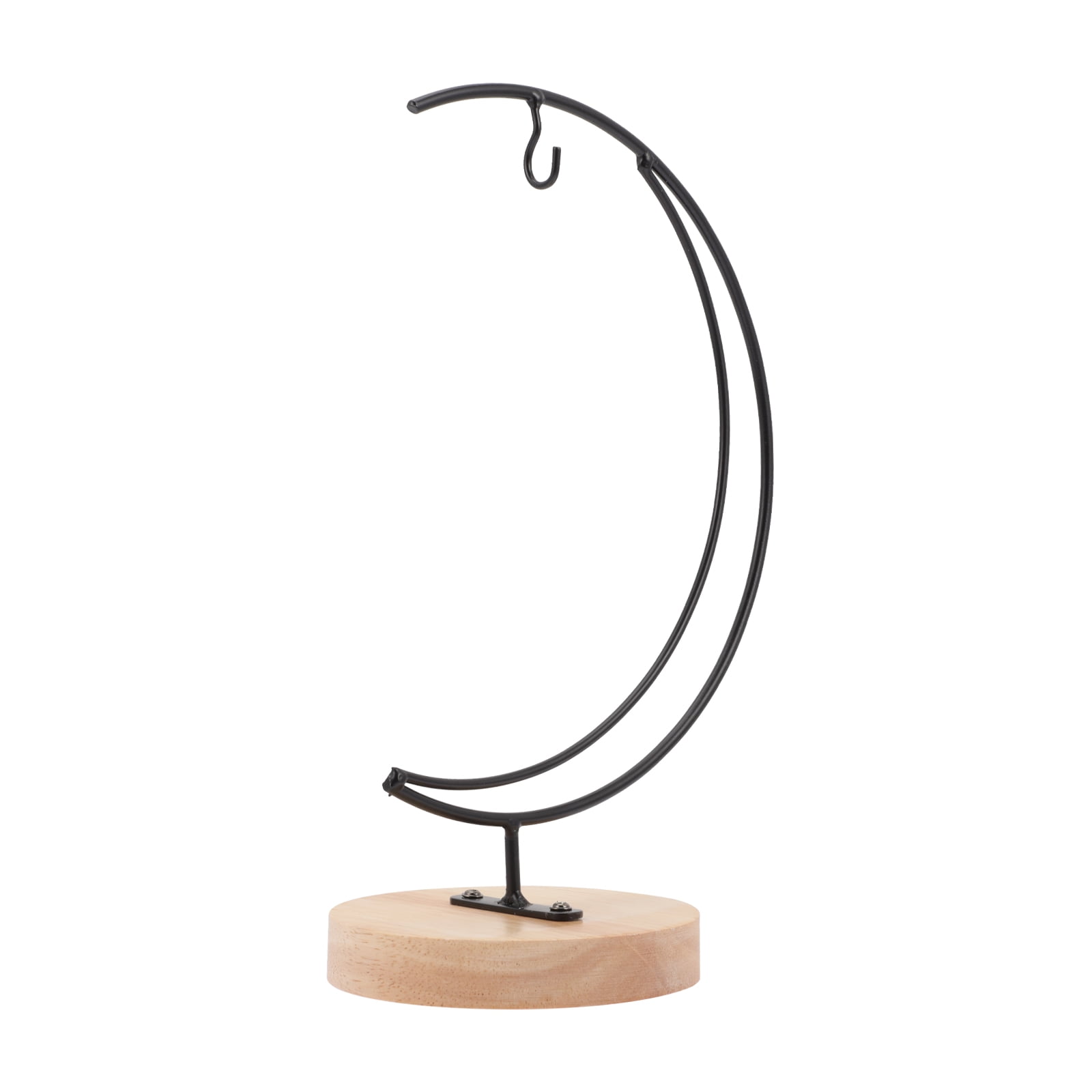 Black Iron Hanging Plant Stand with Wooden Base