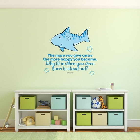 Stand Out Cute Shark Animal Quote Cartoon Quotes Decors Wall Sticker Art Design Decal for Girls Boys Kids Room Bedroom Nursery Kindergarten Home Decor Stickers Wall Art Vinyl Decoration (35x40 inch)