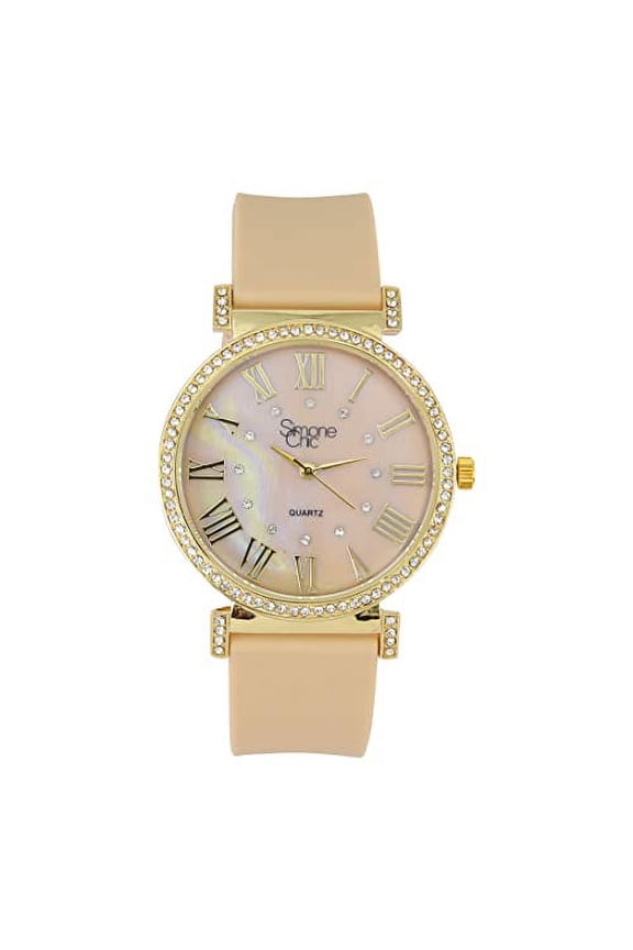 Stand Out Get Noticed! Big Face Ladies Bejeweled Rubber Iced Out Colorful Watch with Genuine Rhinestone Diamond Accents - Touch of Female Celebrity Glamour - ST10800 Luggage