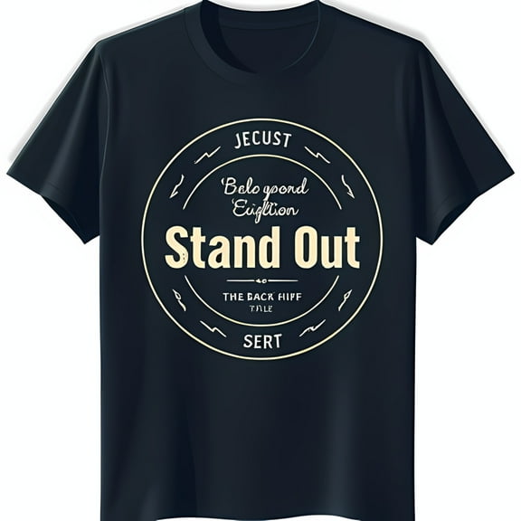 Stand Out Graphic Black T-Shirt with Circular Design & White Text