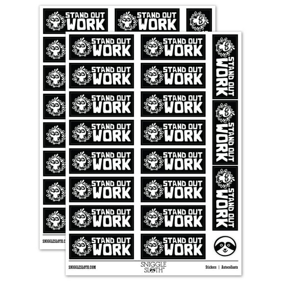 Stand Out Work Peacock Teacher Student School Sticker Set - Black - Matte Finish - 2.00" Large