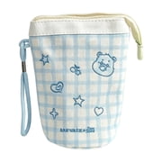 Stand Pencil Pouch, Telescopic Standing Pen Pouch with Handle, Foldable Makeup Cosmetic Bag, Art Supplies for Marker Brush Home Office - Blue