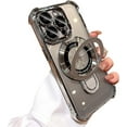 thumbnail image 1 of Stand Phone Case for iPhone 14 Pro Clear Case Compatible with MagSafe,Four Corners Shockproof Luxury Plated Cellphone Case with Camera Len Protector,Silver, 1 of 12
