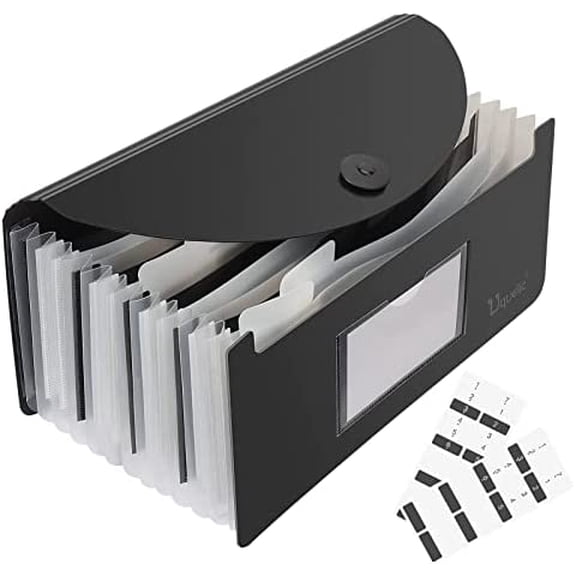 Stand Receipt File Folder Check Organizer- Piano Key 13 Pockets Expanding Accordion Coupons Storage with Label, in Case I Go Missing Binder