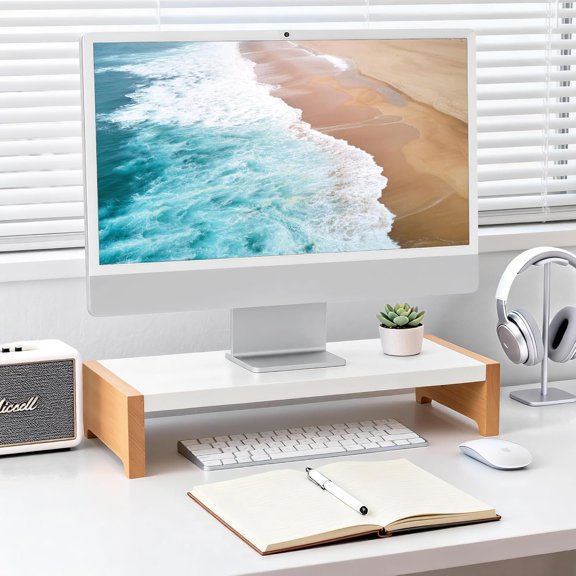 Stand Riser, White Metal & Stand Riser for Desk, Max Load Capacity 40LB