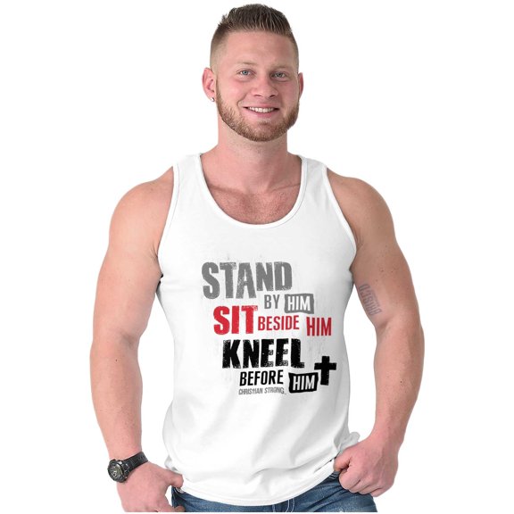 Stand Sit Kneel Religious Jesus Plus Size Graphic Tank Top Brisco Brands 2X