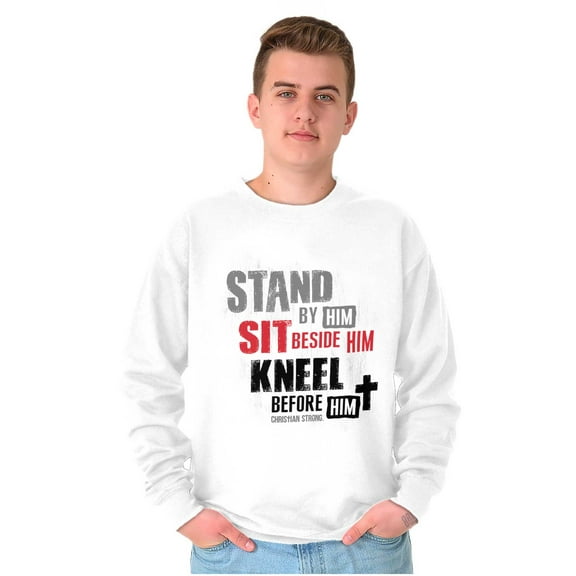 Stand Sit Kneel Religious Jesus Unisex Plus Fleece Graphic Sweatshirt Brisco Brands 4X