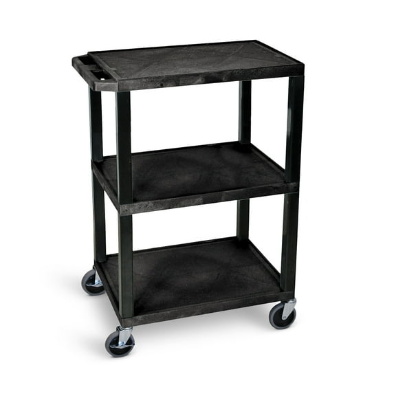 Stand Steady 18" x 24" Tubstr Three Shelf Flat Utility Cart - Black