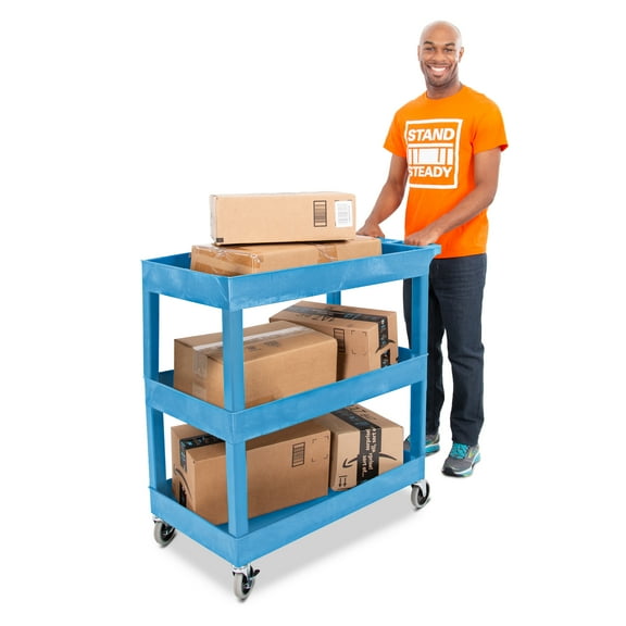Stand Steady 18" x 32" Tubstr Three Shelf Tub Utility Cart - Blue