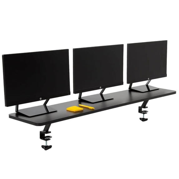 Stand Steady 55" Clamp-on Desk Shelf - Extra Large Surface Supports 3 Monitors - Sturdy 4.5 ft Monitor Stand Riser Easily Attaches with Clamp - No Screws Needed! (Extra Large 55 Inches)