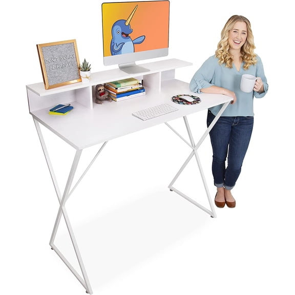 Stand Steady Adult Collection Modern Character Ergonomic Design Joy Desk, White