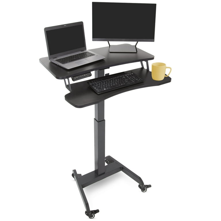 Cruizer Premier Electric Height Adjustable Mobile Podium with Keyboard Tray Black Stand Steady
