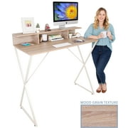 Stand Steady Joy Desk | Modern Stand Up Workstation with Storage Cubbies | Pretty Standing Desk with Large Desktop | Multifunctional Table for Home & Office Maple / 48 x 42