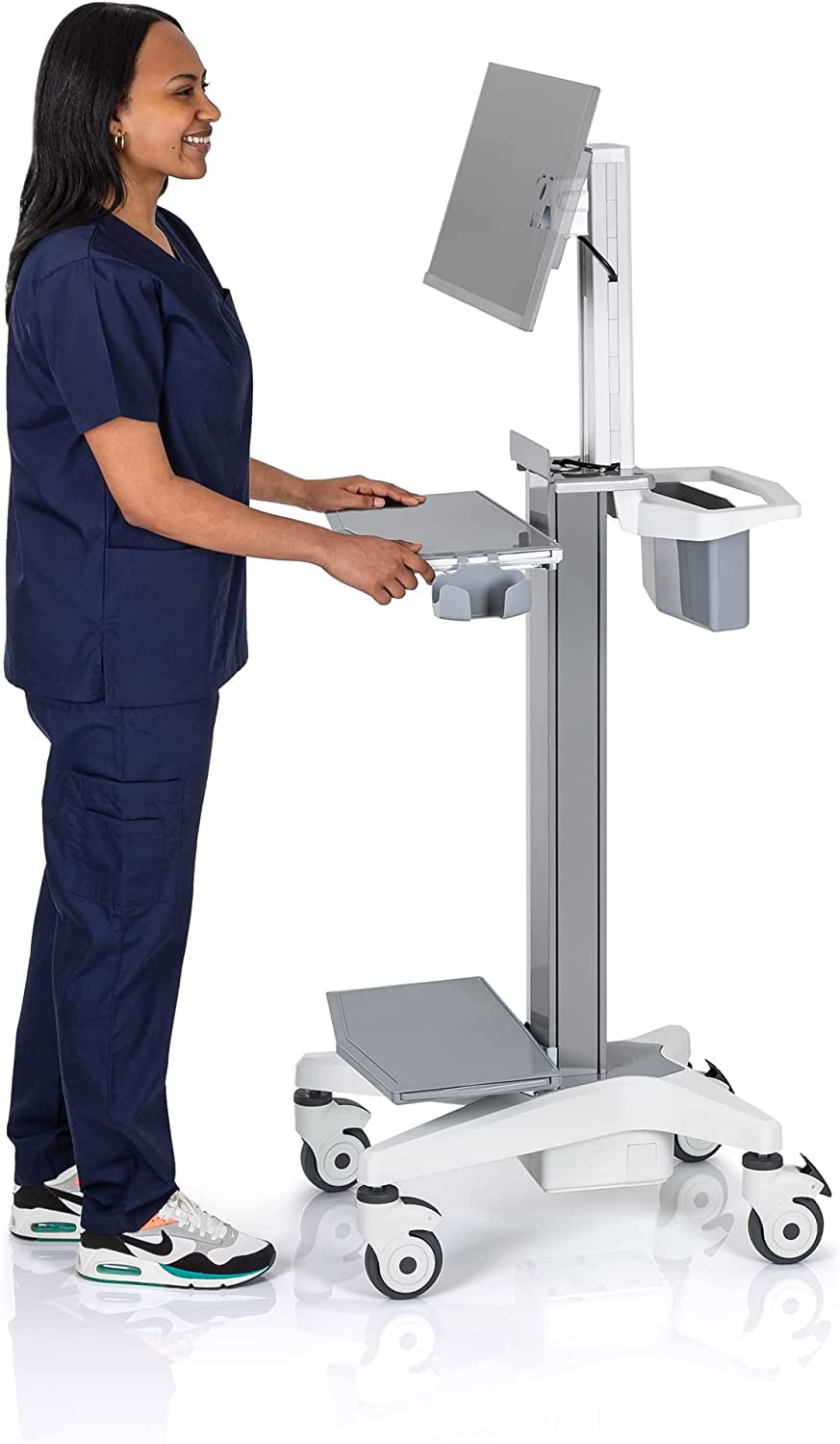 Stand Steady Medical Computer Cart for All-in-One Computers | Height Adjustable VESA-Compatible Mobile Computer Cart with Wheels