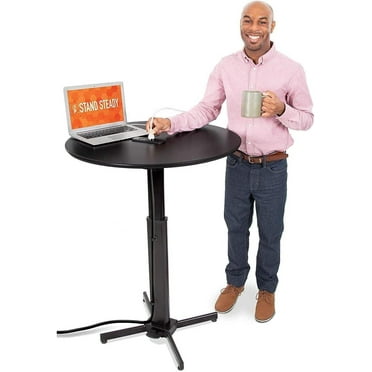 Stand Steady Round Charging Table – Height Adjustable With AC Outlets & USB Ports, 35” Diameter, Black