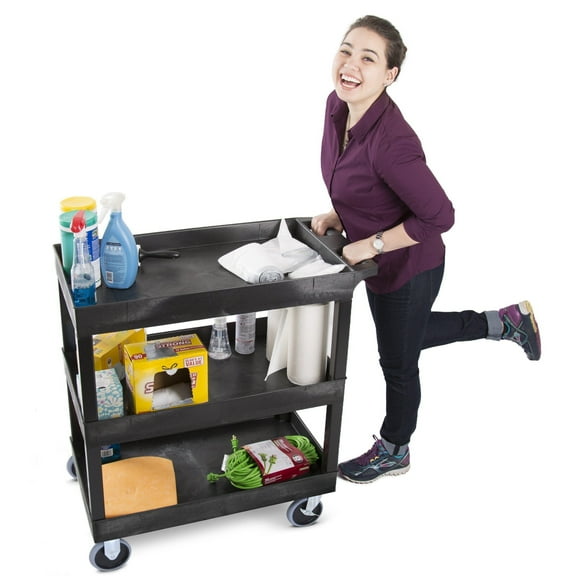 Stand Steady Tubstr Heavy Duty 32 x 18 inches - Shelf Utility Cart/Service Cart - Tub Carts & Deep Shelves (3 Shelf)