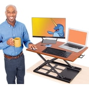 Stand Steady X- Pro, Ergonomic Adjustable Height Standing Desk Converter for Home or Office, Easy Lift Sit to Stand Laptop Desk Riser for Laptop and Computer Monitor Cherry, 28in x 20in