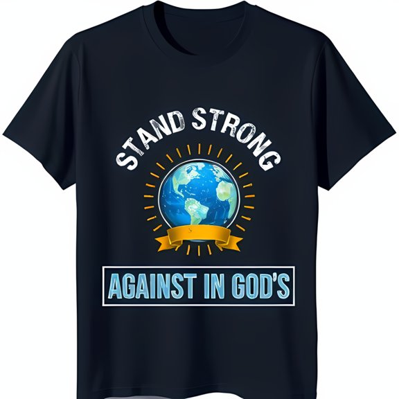 Stand Strong Against in God s Hope Graphic Black T-Shirt with Earth Design