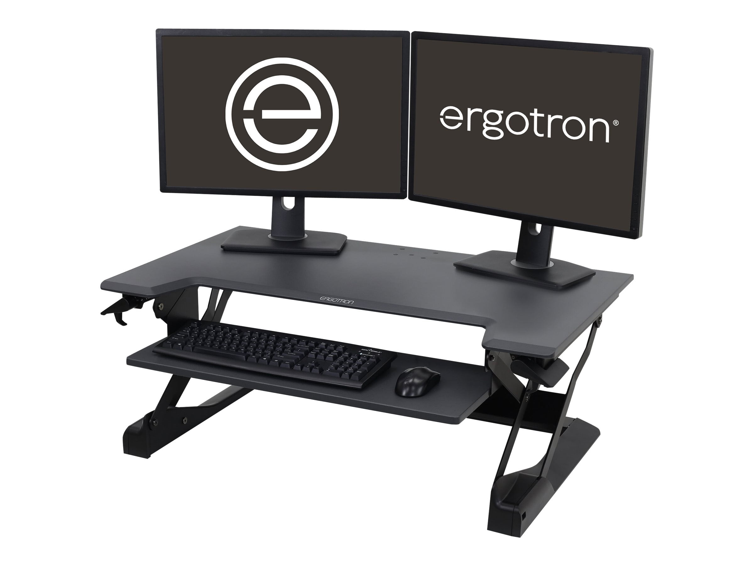 Ergonomic Black and Dark Gray Standing Desk Converter with Keyboard Tray