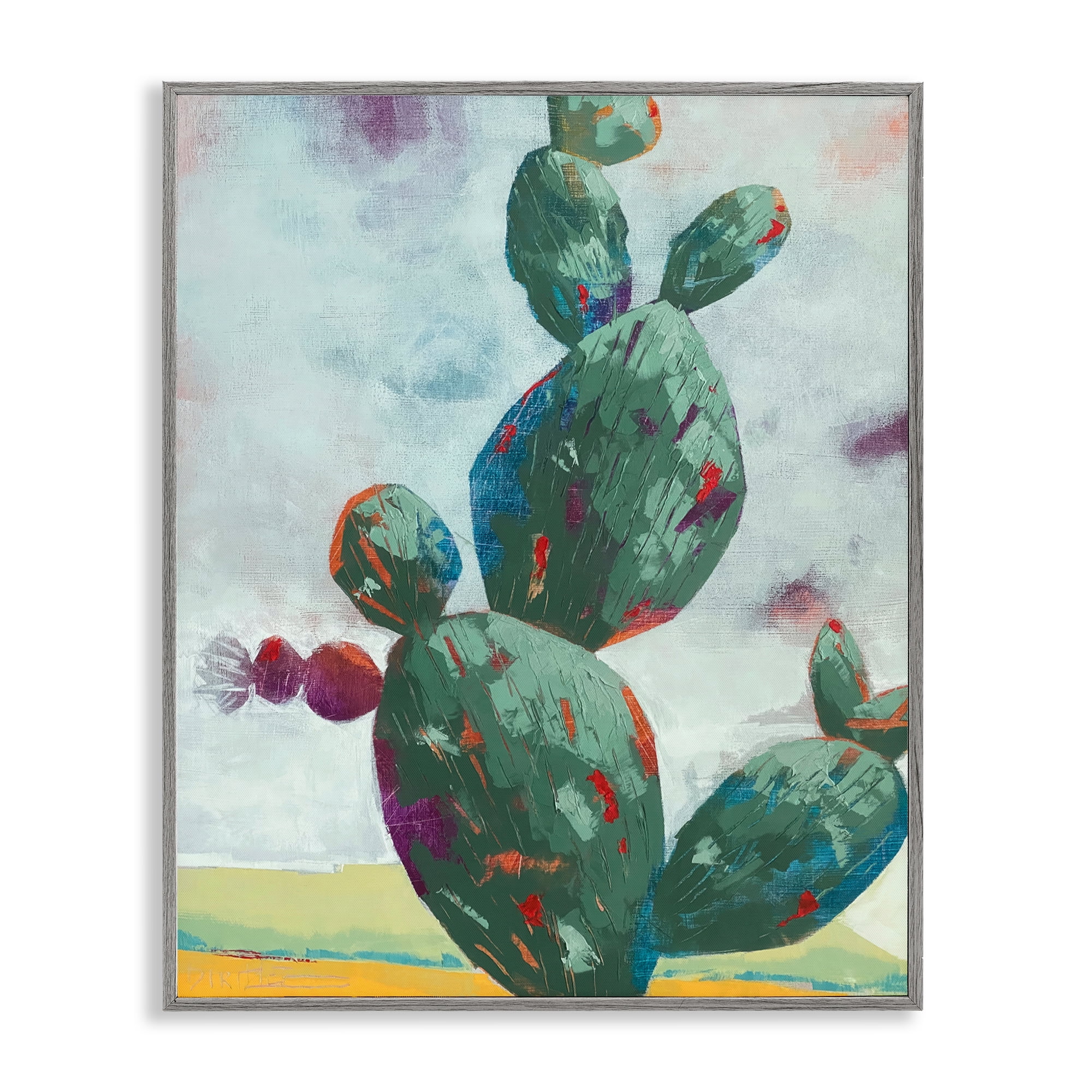 Stand Tall Rounded Cacti Gray Framed Giclee Art, design by Dianna Fritzler
