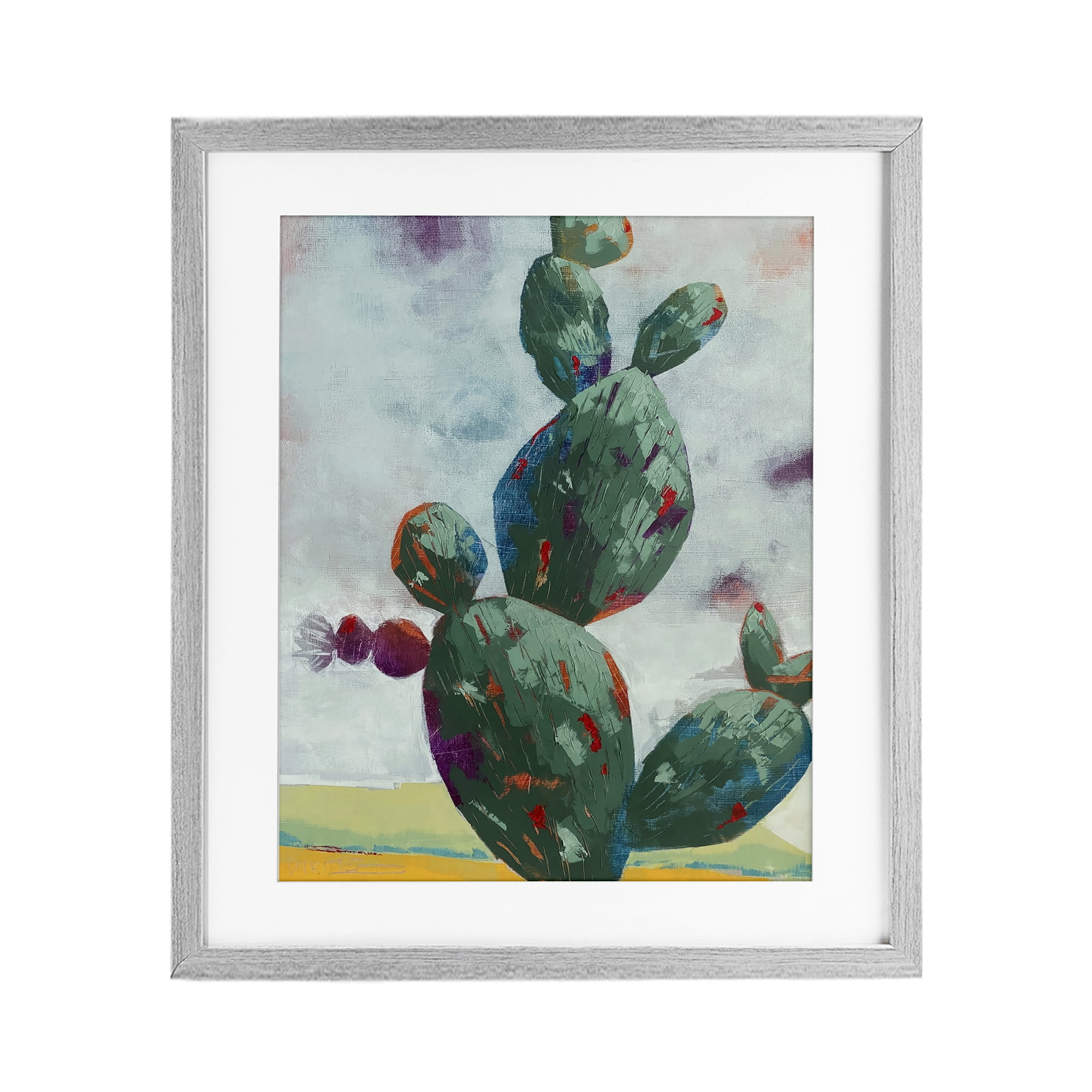 Stand Tall Rounded Cacti Gray Framed Print Under Glass, design by Dianna Fritzler