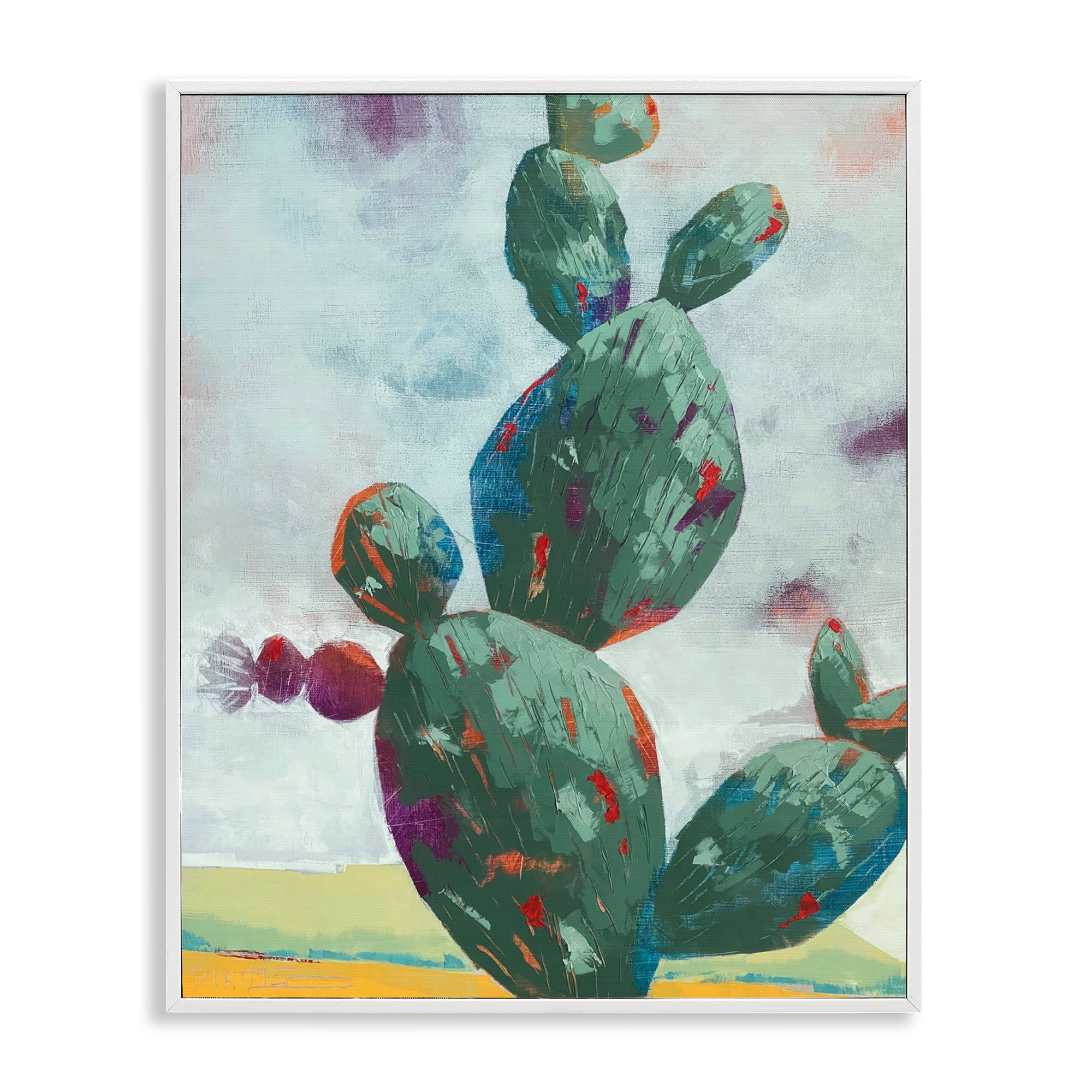 Stand Tall Rounded Cacti White Framed Giclee Art, design by Dianna Fritzler