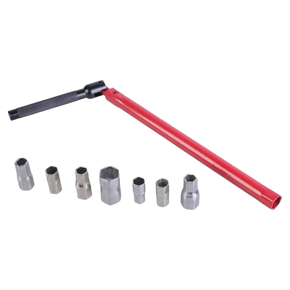 Stand Tap Wrench Set 8-17mm for Tight Sink Areas with Folding Handle and Replacement Heads Tap Key Sink Tap Nut Wrench