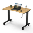 thumbnail image 1 of Stand Up Desk Store Crank Adjustable Height Rolling Standing Desk (Charcoal Frame/Curved Bamboo Top, 48" Wide), 1 of 7