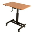thumbnail image 1 of Stand Up Desk Store Crank Adjustable Height Single Column Rolling Mobile Standing Desk (Black Frame/Teak Top, 40" Wide), 1 of 8