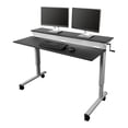 thumbnail image 1 of Stand Up Desk Store Crank Adjustable Two Tier Standing Desk with Heavy Duty Steel Frame (Silver Frame/Black Top, 60" Wide), 1 of 4