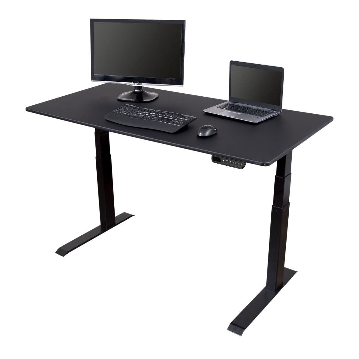 Stand Up Desk Store Dual Motor Electric Adjustable Height Standing Desk with EZ Assemble Steel Frame (Black Frame/Matte Black Top, 60" Wide)