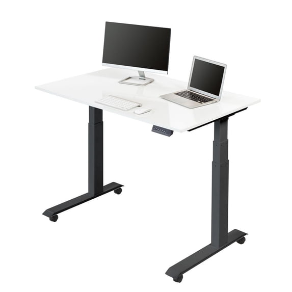 Stand Up Desk Store Electric Adjustable Height Standing Desk with Programmable Memory (Charcoal Frame/Gloss White Top, 48" Wide)