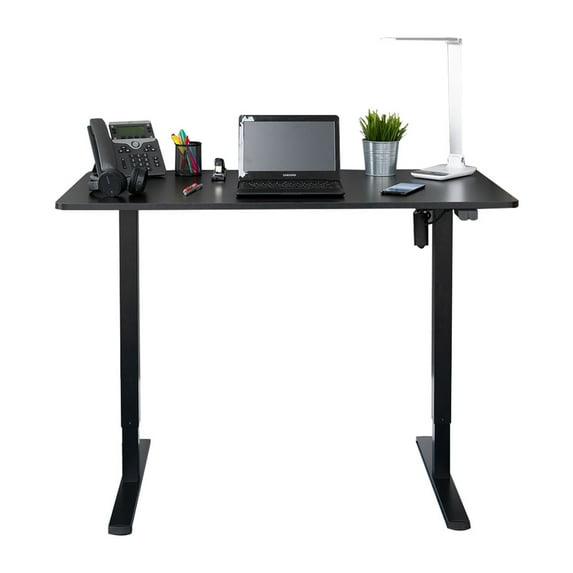 Stand Up Desk Store Electric Compact Standing Desk (Black Frame/Matte Black Top, 48” Wide)