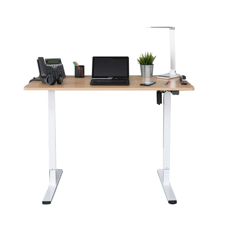Stand Up Desk Store Electric Compact Standing Desk (Charcoal Frame/Natural Oak Top, 48” Wide)