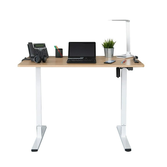 Stand Up Desk Store Electric Compact Standing Desk (Charcoal Frame/Natural Oak Top, 48” Wide)