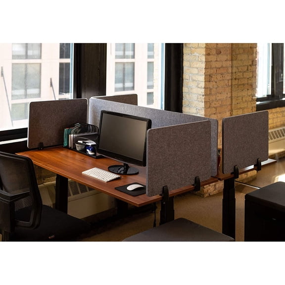 Stand Up Desk Store ReFocus Raw Clamp-On Acoustic Desk Divider Mounted Privacy Panel to Reduce Noise and Visual Distractions (Castle Gray, 59" x 16")