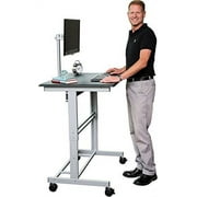 Stand Up Desk Store Rolling Adjustable Height Mobile Standing Desk with Monitor Mount Silver Frame/Matte Black Top, 40 Wide