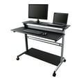 thumbnail image 1 of Stand Up Desk Store Rolling Adjustable Height Two Tier Standing Desk Computer Workstation (Silver Frame/Black Top, 48" Wide), 1 of 7