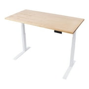 Stand Up Desk Store Solid Wood Top Electric Adjustable Height Standing Desk with Programmable Memory (White Frame/Natural Birch Top, 60" Wide)