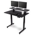 thumbnail image 1 of Stand Up Desk Store Split Top Electric Adjustable Height Standing Desk with Monitor Shelf (Black Frame/Matte Black Top, 48" Wide), 1 of 6