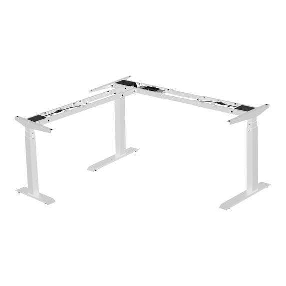 Stand Up Desk Store Triple Motor Electric L-Shaped Corner Standing Desk EZ Assemble Frame with Adjustable Width (White, Frame Only)