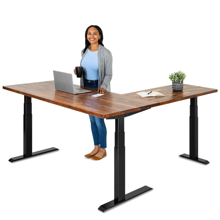 Stand Up Desk Store Triple Motor Electric L Shaped Corner Standing