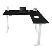 Stand Up Desk Store Triple Motor Electric L-Shaped Corner Standing Desk with EZ Assemble Frame White Frame/Black Top, 71" W x 71" D