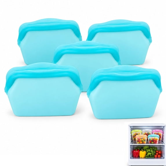 Stand-Up Food-Grade Silicone Storage Bags, Reusable Food Pouches with ...