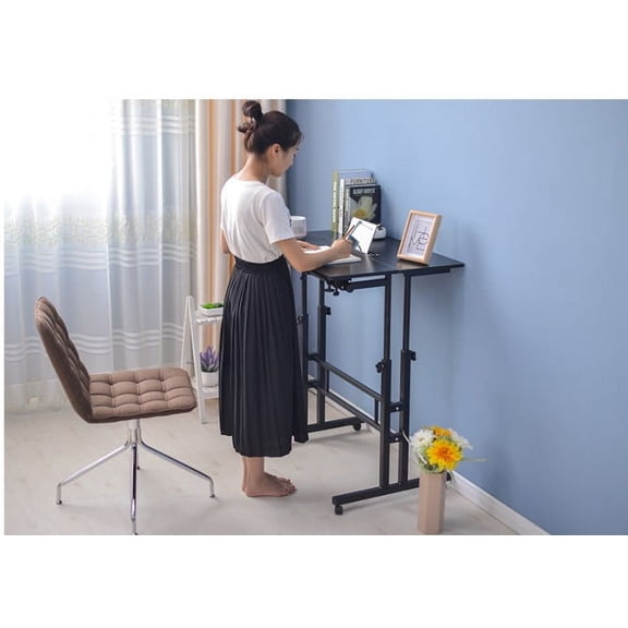 Stand Up Laptop Desk Computer Standing Desk with Rollers 60cm Adjustable Height
